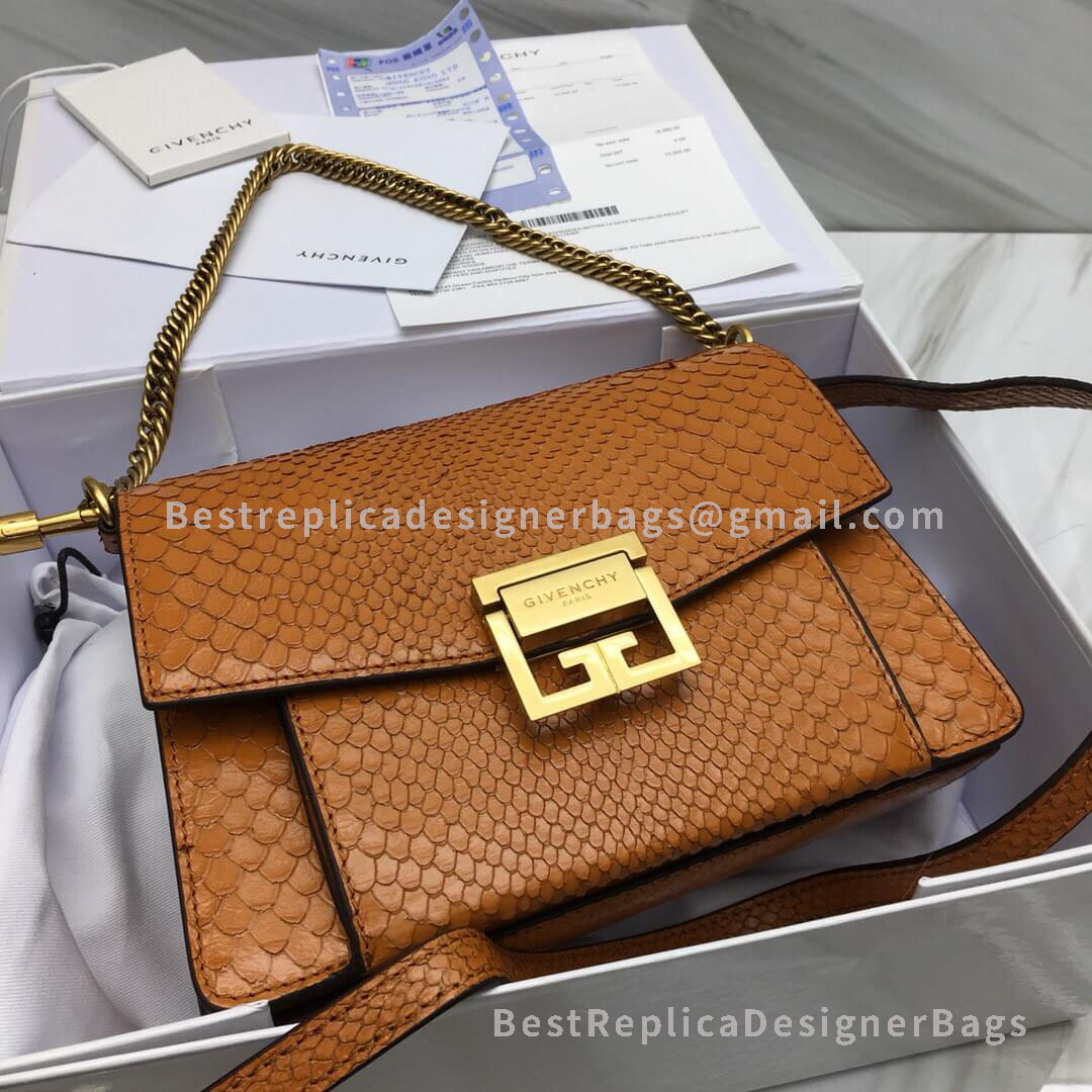 Givenchy Small GV3 Bag In Caramel Python Effect Leather GHW 29999-1